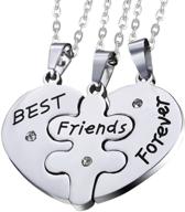 👭 bff friendship necklace set: engrave gold stainless steel puzzle pendants, perfect jewelry gift for girls and women logo