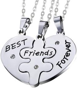 img 4 attached to 👭 BFF Friendship Necklace Set: Engrave Gold Stainless Steel Puzzle Pendants, Perfect Jewelry Gift for Girls and Women