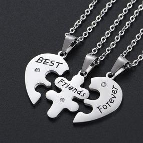 img 3 attached to 👭 BFF Friendship Necklace Set: Engrave Gold Stainless Steel Puzzle Pendants, Perfect Jewelry Gift for Girls and Women