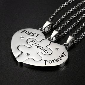 img 1 attached to 👭 BFF Friendship Necklace Set: Engrave Gold Stainless Steel Puzzle Pendants, Perfect Jewelry Gift for Girls and Women