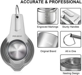 img 3 attached to 🥄 Wildone 21-Piece Stainless Steel Measuring Cups and Spoons Set - Ideal for Cooking & Baking, Stackable Design with 7 Cups, 9 Spoons, and 5 Mini Spoons