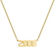 🎂 women's birthday year necklace: 18k gold plated stainless steel birth year number pendant, memorable anniversary jewelry for girls logo