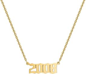 img 4 attached to 🎂 Women's Birthday Year Necklace: 18K Gold Plated Stainless Steel Birth Year Number Pendant, Memorable Anniversary Jewelry for Girls