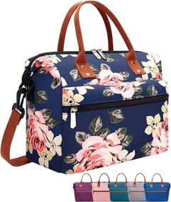 img 4 attached to 👜 Leakproof Insulated Lunch Tote Bag - Durable Reusable Container for Women/Men, Perfect for Picnic, Work, and On-the-Go - Peony Blue