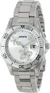 pro diver silver dial crystal accented stainless steel watch for women by invicta logo