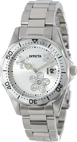 img 3 attached to Pro Diver Silver Dial Crystal Accented Stainless Steel Watch for Women by Invicta