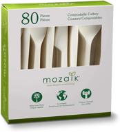 mozaik eco-friendly plant-based compostable cutlery 🌱 set: 80-piece sustainable utensils for green living logo