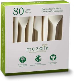 img 4 attached to Mozaik Eco-Friendly Plant-Based Compostable Cutlery 🌱 Set: 80-Piece Sustainable Utensils for Green Living