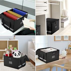 img 2 attached to 🔒 Secure Fireproof File Box: Lockable Storage Organizer for Documents, Portable Collapsible Filing Cabinet with Handle - Ideal for Home Office