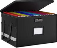 🔒 secure fireproof file box: lockable storage organizer for documents, portable collapsible filing cabinet with handle - ideal for home office логотип