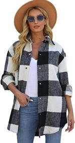 img 1 attached to ReachMe Oversized Shacket Pockets Flannel Women's Clothing in Coats, Jackets & Vests