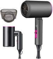 💨 ionic hair dryer with diffuser: compact 1800w professional travel hair blower (3 heating/2 speed/cold settings) folding handle for effortless styling logo