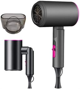 img 4 attached to 💨 Ionic Hair Dryer with Diffuser: Compact 1800W Professional Travel Hair Blower (3 Heating/2 Speed/Cold Settings) Folding Handle for Effortless Styling