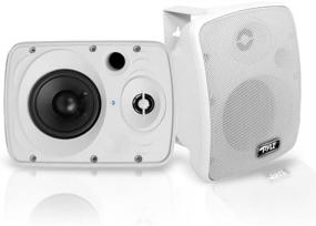 img 4 attached to Waterproof Wireless Bluetooth Speaker - 5.25 Inch Pair of Weatherproof Wall/Ceiling Mounted Dual Speakers with Heavy Duty Grill, Universal Mount, Suitable for Patio and Indoor Use - Pyle PDWR54BTW (White)