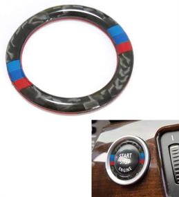 img 4 attached to 🚗 Защитный ободок кнопки пуска двигателя BMW E90 E92 E93 2005-2012 - Thor-Ind окружности, наклейки с карбоновым волокном, ободок кнопки зажигания - черный.