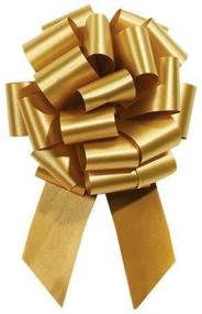 img 1 attached to 🎀 Set of 10 Large 8 Inch Wide Holiday Gold Pull String Bows with 20 Loops - 2.5 Inch Ribbon