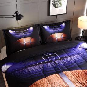 img 1 attached to 🏀 Optimized Search: Basketball Court Print Comforter Quilt Bedding Set Twin Size for Teen Boys (Basketball Court)