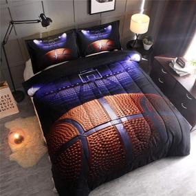 img 2 attached to 🏀 Optimized Search: Basketball Court Print Comforter Quilt Bedding Set Twin Size for Teen Boys (Basketball Court)