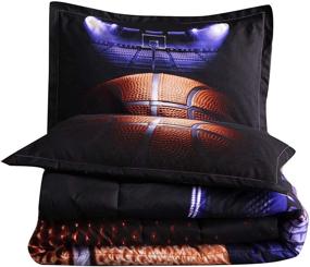 img 3 attached to 🏀 Optimized Search: Basketball Court Print Comforter Quilt Bedding Set Twin Size for Teen Boys (Basketball Court)