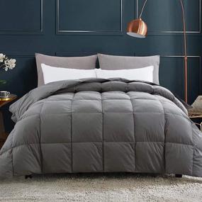img 4 attached to 🛏️ Premium 104×96 Inch Cotton Shell Comforter California King - All Season Grey Duvet Insert for Maximum Comfort