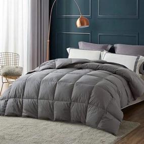 img 3 attached to 🛏️ Premium 104×96 Inch Cotton Shell Comforter California King - All Season Grey Duvet Insert for Maximum Comfort