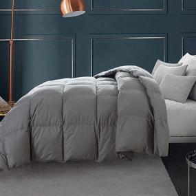 img 2 attached to 🛏️ Premium 104×96 Inch Cotton Shell Comforter California King - All Season Grey Duvet Insert for Maximum Comfort