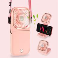 💨 usb rechargeable handheld fan - portable personal fan for women, small neck fan - ideal mini desk fan with power bank & phone stand feature for travel, indoor & outdoor use (pink) логотип