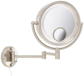 img 3 attached to 🪞 Jerdon HL8515N Lighted Wall Mount Makeup Mirror: 7x and 15x Magnification, Nickel Finish, 8.5 inch