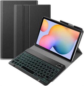 img 4 attached to Samsung Galaxy Tab S7 Plus 12.4 inch 2020 Keyboard Leather Case: Backlit Slim PU Case with Wireless Bluetooth Keyboard, Stand & Removable Shell in Black for S7+ SM-T970/T975/T976 Release