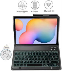 img 2 attached to Samsung Galaxy Tab S7 Plus 12.4 inch 2020 Keyboard Leather Case: Backlit Slim PU Case with Wireless Bluetooth Keyboard, Stand & Removable Shell in Black for S7+ SM-T970/T975/T976 Release