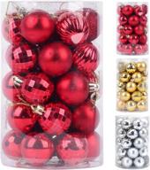 vibrant 34 ct christmas tree ornaments - 1.57 inch red shatterproof plastic balls for xmas decorations logo