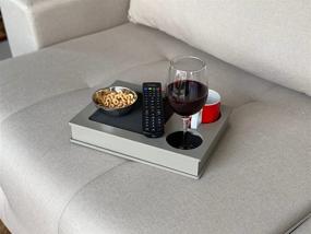 img 3 attached to 🛋️ Fendy 5-in-1 Sofa Couch Bed Lap Tray Table with EVA Base, 2 Cup Holders, Remote Control & Cellphone Holder - Armrest Organizer for Easy Eating and Entertainment