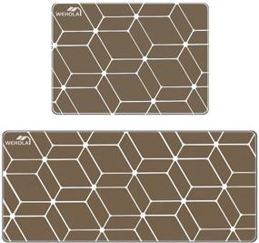 img 4 attached to 🏠 Wehola Kitchen Mat Set: Non-Slip Cushioned Anti-Fatigue Rugs for Kitchen, Floor Home, Office, Sink, Laundry - 2PCS Brown