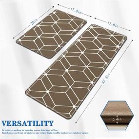 img 3 attached to 🏠 Wehola Kitchen Mat Set: Non-Slip Cushioned Anti-Fatigue Rugs for Kitchen, Floor Home, Office, Sink, Laundry - 2PCS Brown