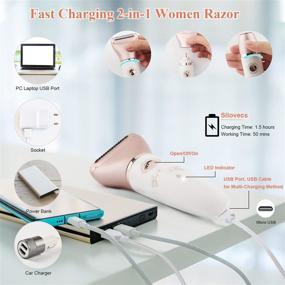 img 1 attached to 🪒 2-in-1 Electric Razor for Women: Wet & Dry Painless Hair Removal, Waterproof Body Hair Remover for Face, Legs, Underarms and Bikini Trimmer - Rechargeable Cordless with 2 Shaver Head