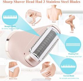 img 3 attached to 🪒 2-in-1 Electric Razor for Women: Wet & Dry Painless Hair Removal, Waterproof Body Hair Remover for Face, Legs, Underarms and Bikini Trimmer - Rechargeable Cordless with 2 Shaver Head