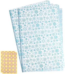 img 4 attached to 🎁 CHRORINE 90 Sheets Christmas Wrapping Paper: Blue Snowflake Design with Snowflake Stikers for DIY Crafts and Winter Party Decorations