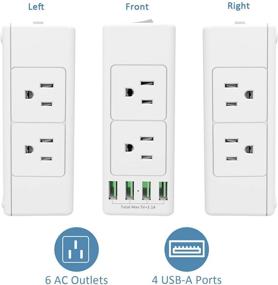 img 3 attached to 💡 White Power Strip with USB Ports & 6 Outlet Surge Protector - ETL Listed, 5FT Extension Cord