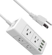 💡 white power strip with usb ports & 6 outlet surge protector - etl listed, 5ft extension cord logo