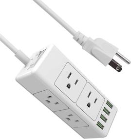 img 4 attached to 💡 White Power Strip with USB Ports & 6 Outlet Surge Protector - ETL Listed, 5FT Extension Cord