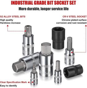 img 2 attached to 🔧 RIMKOLO 92-Piece Bit Socket Set: Torx, Tamper Proof Torx, Hex SAE & Metric Bit Set with S2 Steel Bits - 1/4", 3/8", and 1/2" Drive