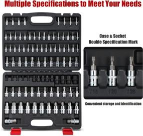 img 1 attached to 🔧 RIMKOLO 92-Piece Bit Socket Set: Torx, Tamper Proof Torx, Hex SAE & Metric Bit Set with S2 Steel Bits - 1/4", 3/8", and 1/2" Drive