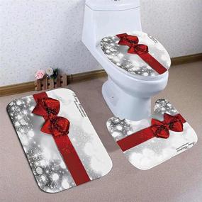 img 2 attached to 🛀 Christmas Shower Curtain Set with 4 Pieces - Waterproof Bath Curtain, 12 Hooks, Toilet Mat, Base Mat, Floor Mat - Festive Holiday Bathroom Decoration (Style B)