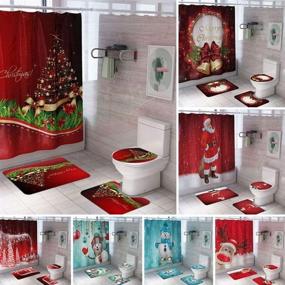 img 1 attached to 🛀 Christmas Shower Curtain Set with 4 Pieces - Waterproof Bath Curtain, 12 Hooks, Toilet Mat, Base Mat, Floor Mat - Festive Holiday Bathroom Decoration (Style B)