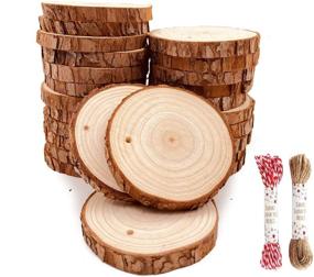 img 4 attached to 30Pcs Unfinished Natural Wood Slices Coaster Pieces 2.75-3.1 inch Craft Wood Kit with Pre-drilled Hole, Wooden Circles for Arts, Crafts, Christmas Ornaments, DIY Crafts, Rustic Weddings