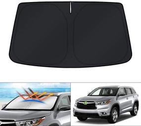 img 4 attached to 🌞 KUST Windshield Sun Shade for Toyota Highlander 2014-2019 - Foldable Window Sun Visor with UV Protection, Cooler Car Interior
