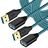 🔌 besgoods 2-pack usb-кабель usb-продление, 10 футовое нейлоновое оплетение usb 3.0 удлинительный кабель - мужской разъем a к женскому разъему a, быстрый передаточный кабель с золотистым разъемом - синий логотип