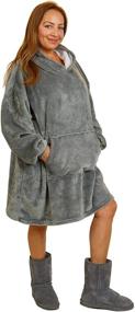 img 3 attached to 🧥 Ethicked Oversized Wearable Blanket Hoodie - Cozy Gray Hooded Blanket for Women, Men & Kids
