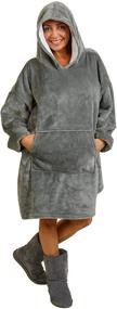 img 1 attached to 🧥 Ethicked Oversized Wearable Blanket Hoodie - Cozy Gray Hooded Blanket for Women, Men & Kids