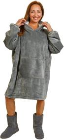 img 4 attached to 🧥 Ethicked Oversized Wearable Blanket Hoodie - Cozy Gray Hooded Blanket for Women, Men & Kids
